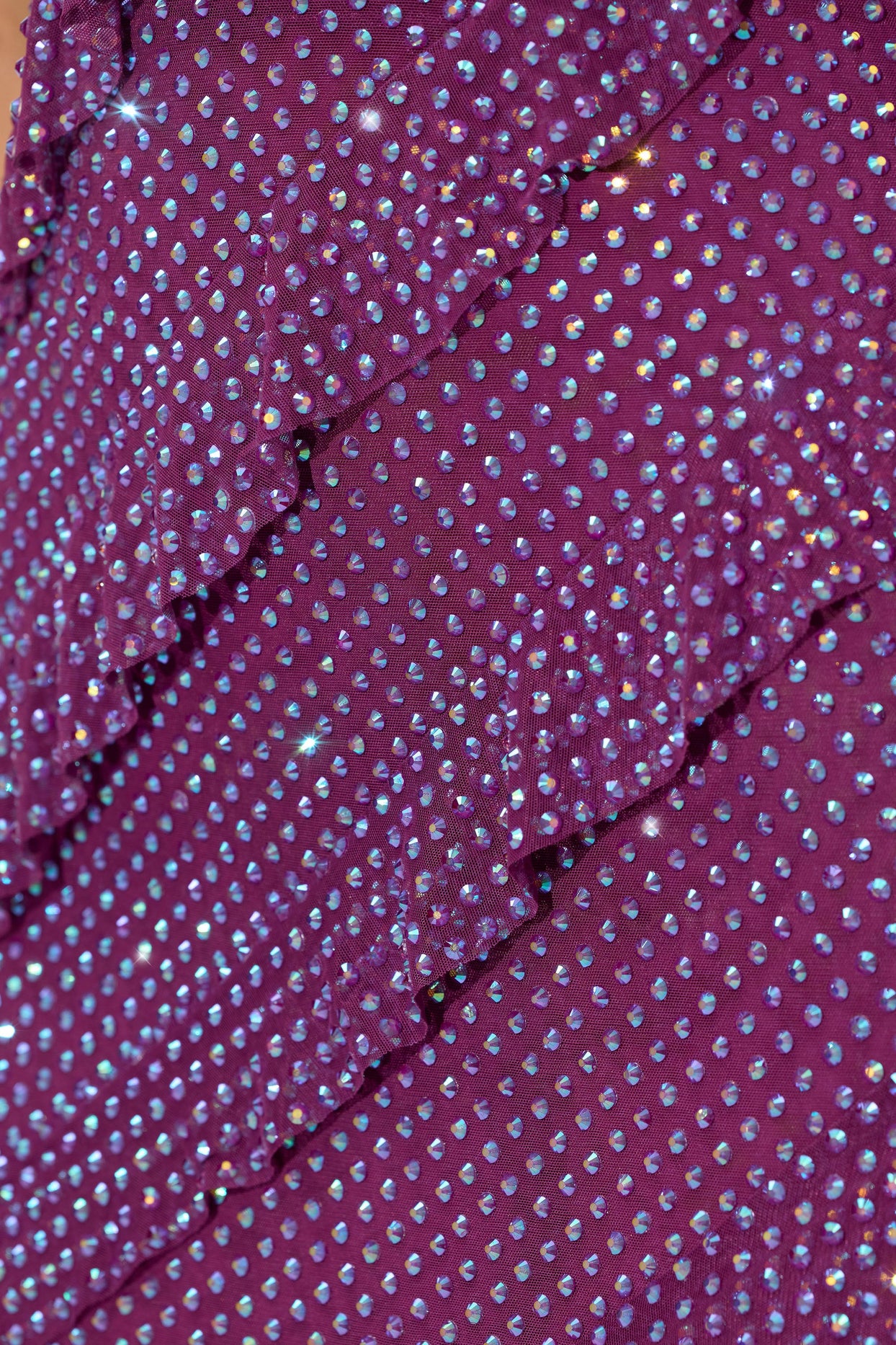 Dulce Embellished Strapless Ruffle Maxi Dress in Plum