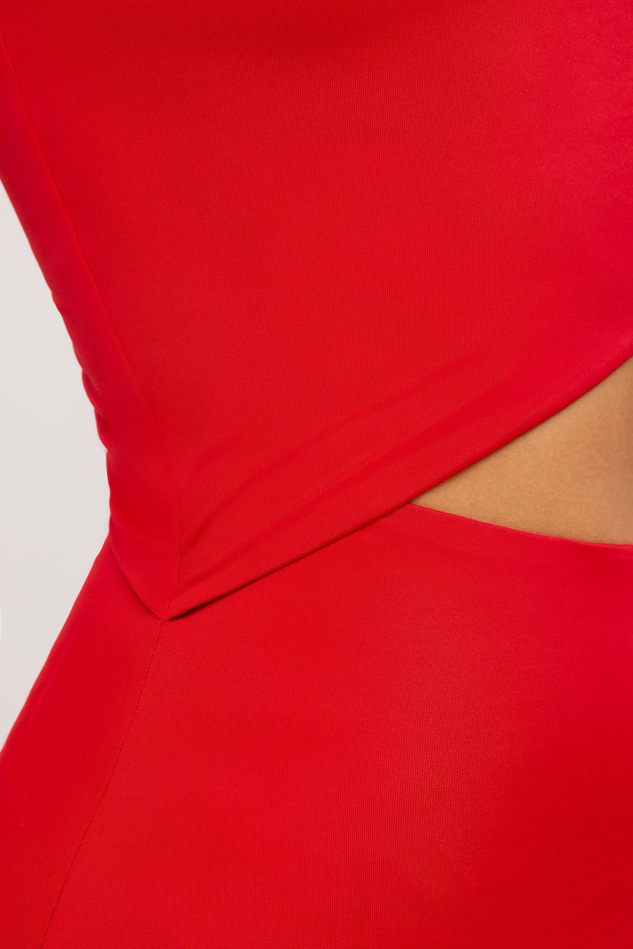 Vestido maxi com recorte assimétrico em jersey premium em vermelho escarlate