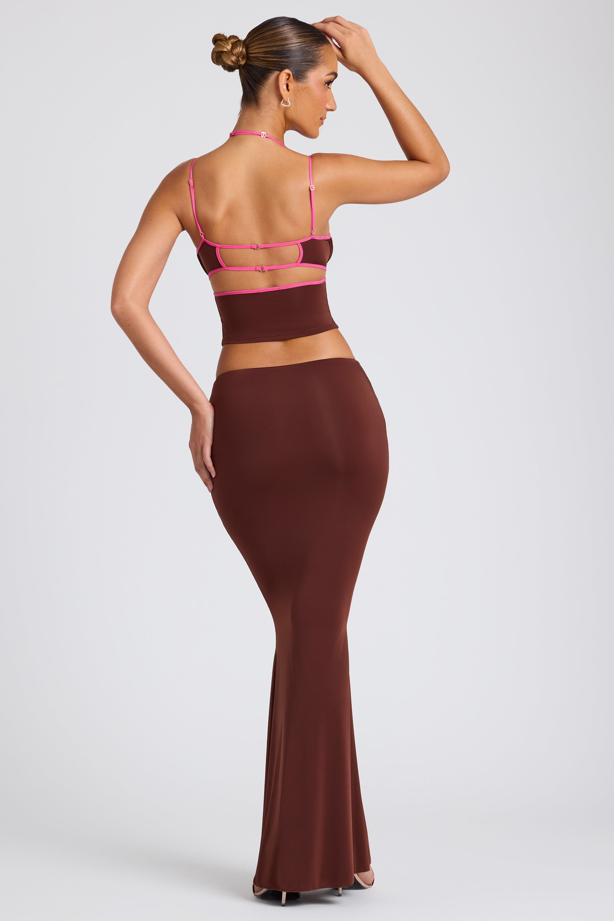 Mid Rise Maxi Skirt in Chocolate Brown