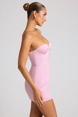 Strapless A-Line Mini Dress in Soft Pink