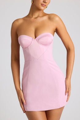 Strapless A-Line Mini Dress in Soft Pink