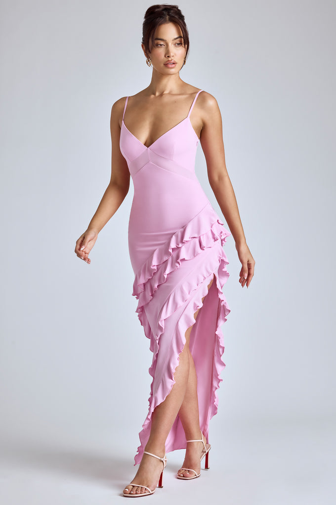 Yolanthe Asymmetric Midaxi Dress in Dusty Pink