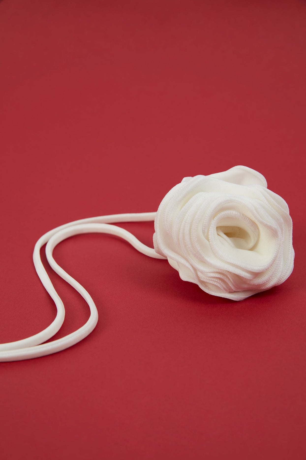 Premium Jersey Flower Tie Choker in White