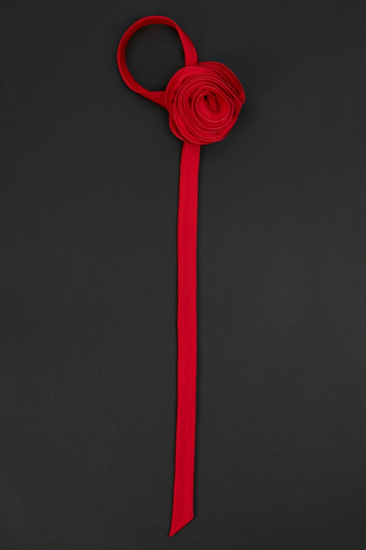 Slinky Jersey Wide Strap Flower Choker in Scarlet Red