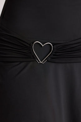 Minivestido con cuello vuelto y detalle de corazón en negro