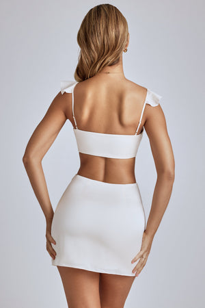 Cut Out Satin Mini Dress in Ivory Cut Out Satin Mini Dress in Ivory