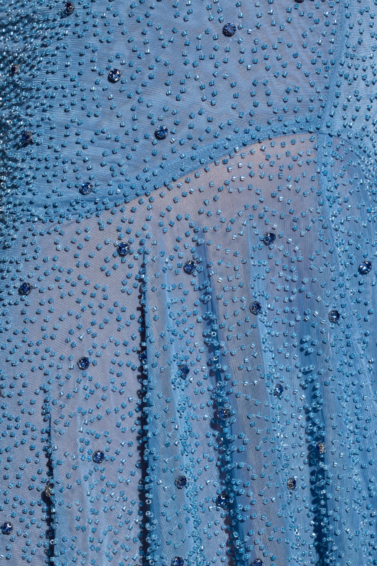 Saia de vestido com bainha de lenço embelezado em azul esfumaçado