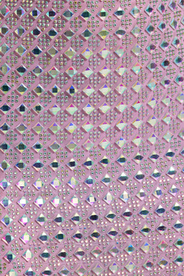 Minivestido embelezado com decote quadrado em lilás