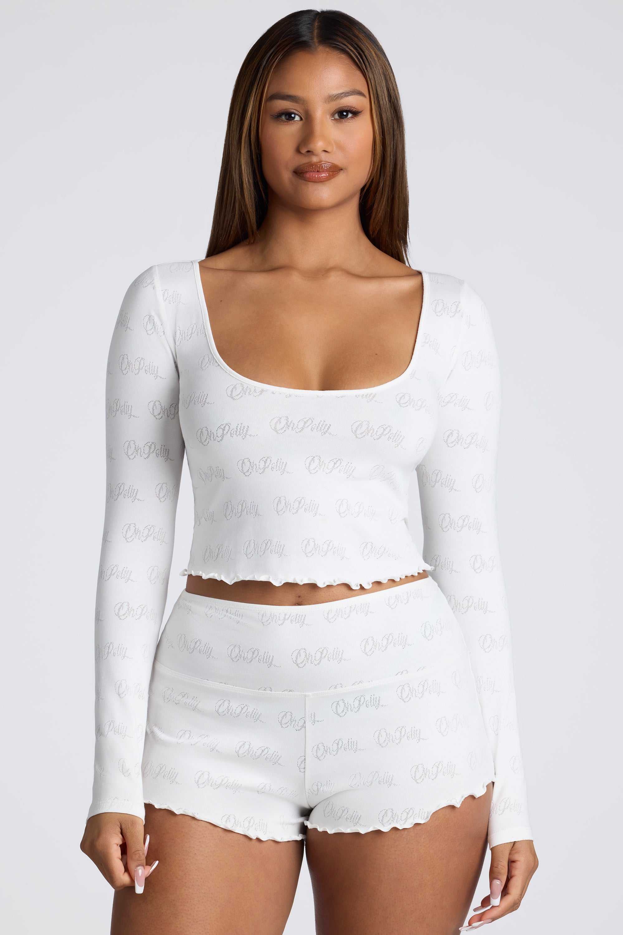 white flowy long sleeve crop top