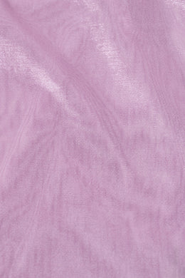 Metallic Ruched High-Neck Top in Violet Pink