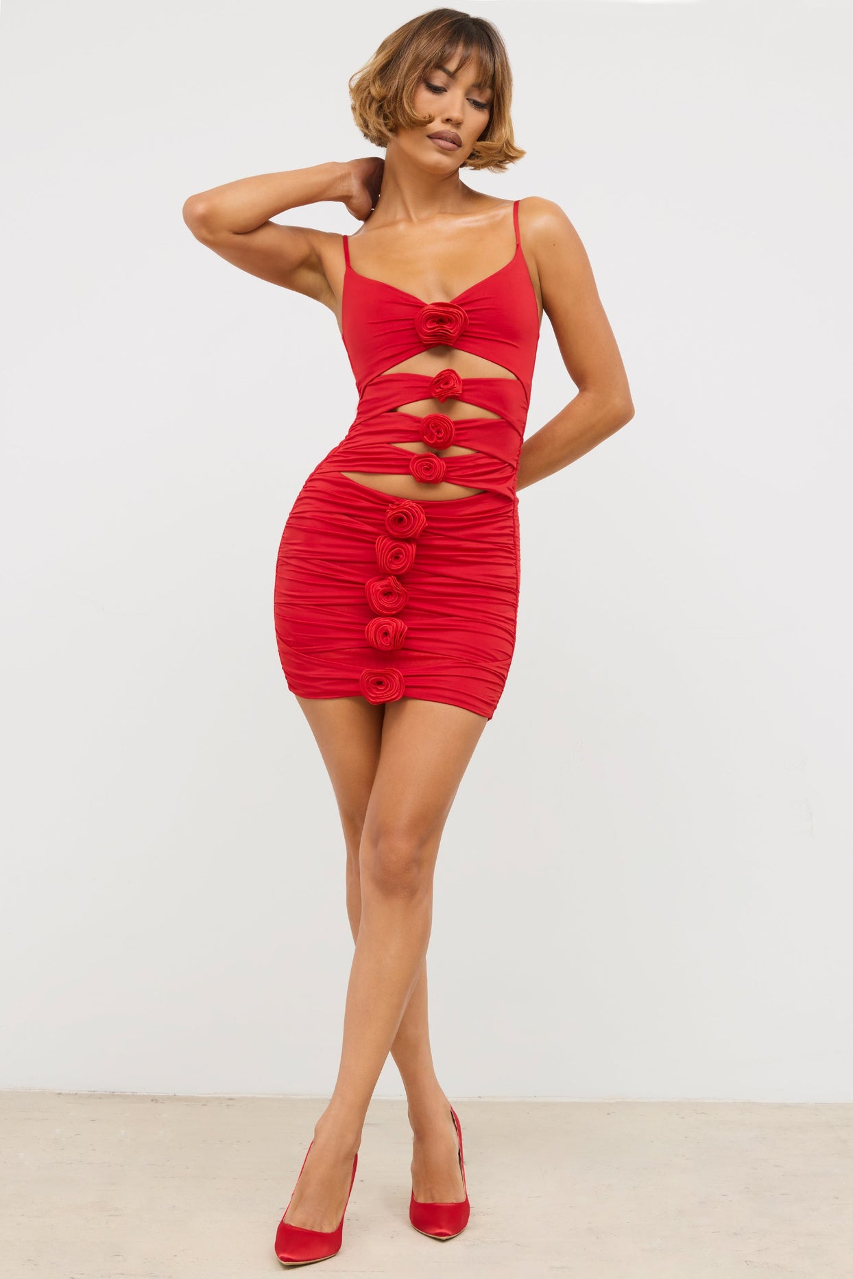 Jenna Rose Red Cutout Bandage Dress