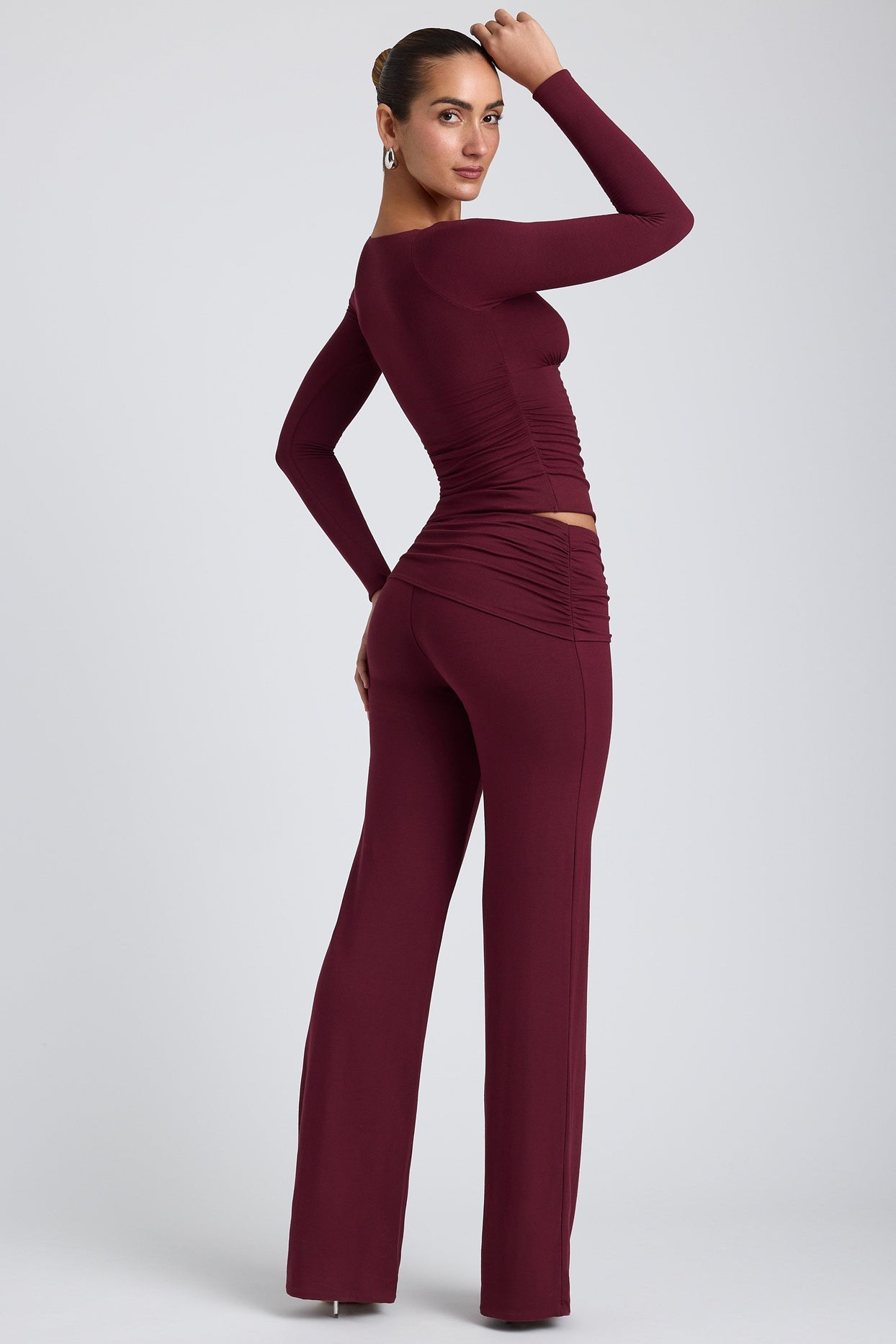 Emry Modal Ruched Long-Sleeve Top in Plum | Oh Polly