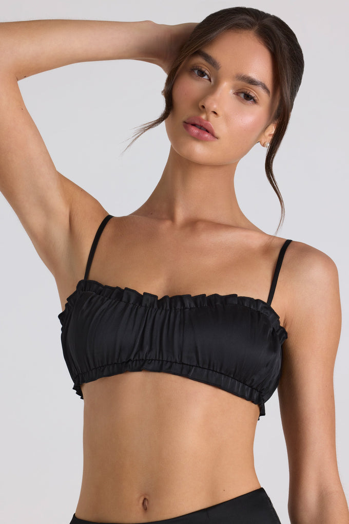 CASS SIDE CUT-OUT THICK STRAP PADDED CROP TOP #MADEBYLOVET (BLACK)