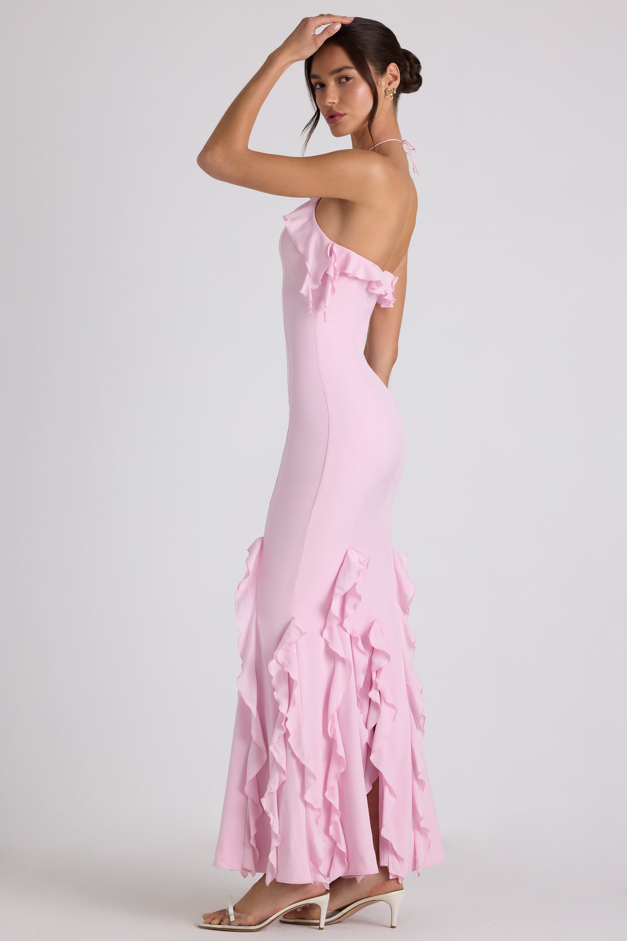 pink dress with ruffles Baby Chiffon Mini Simple yet stunning Kearny Ruffle Maxi Dress |