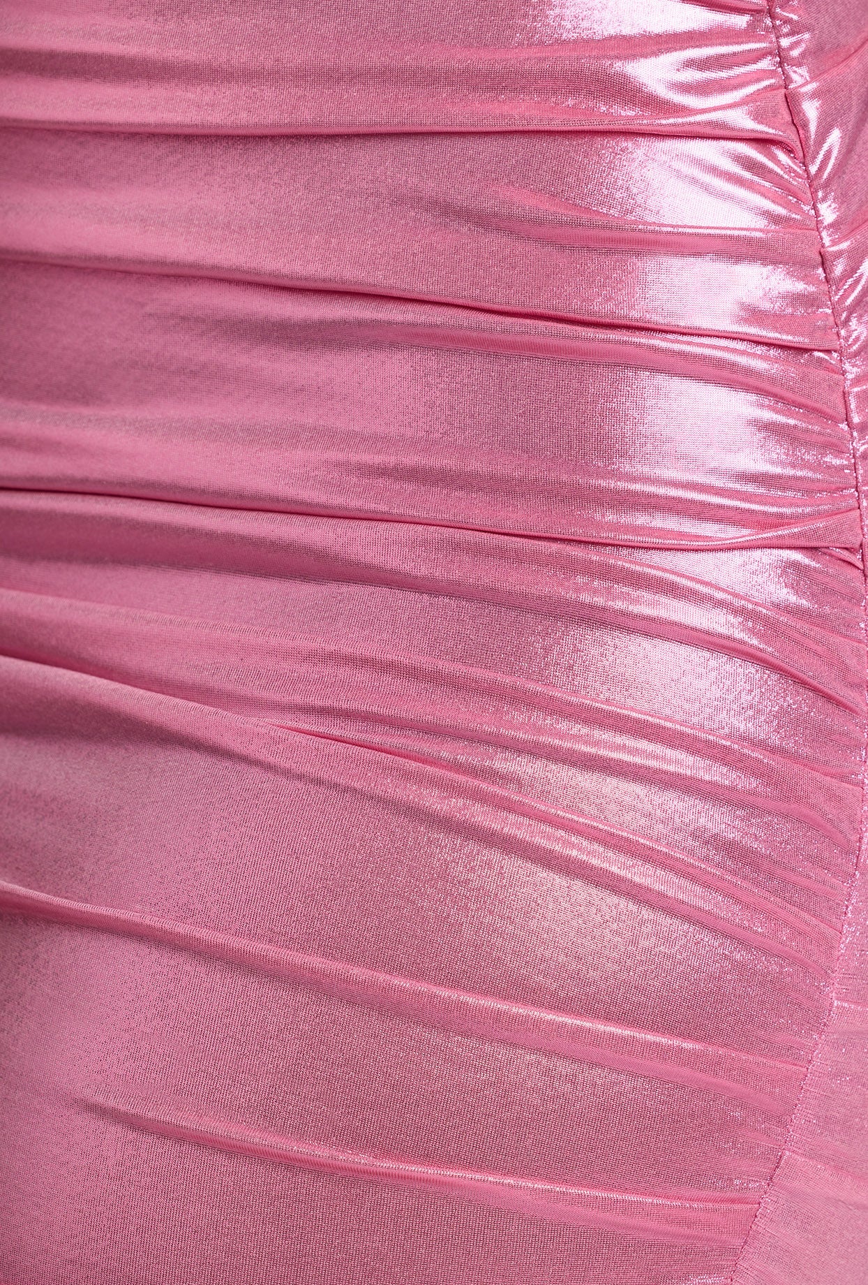 Minivestido de punto metálico de manga larga en rosa rosa