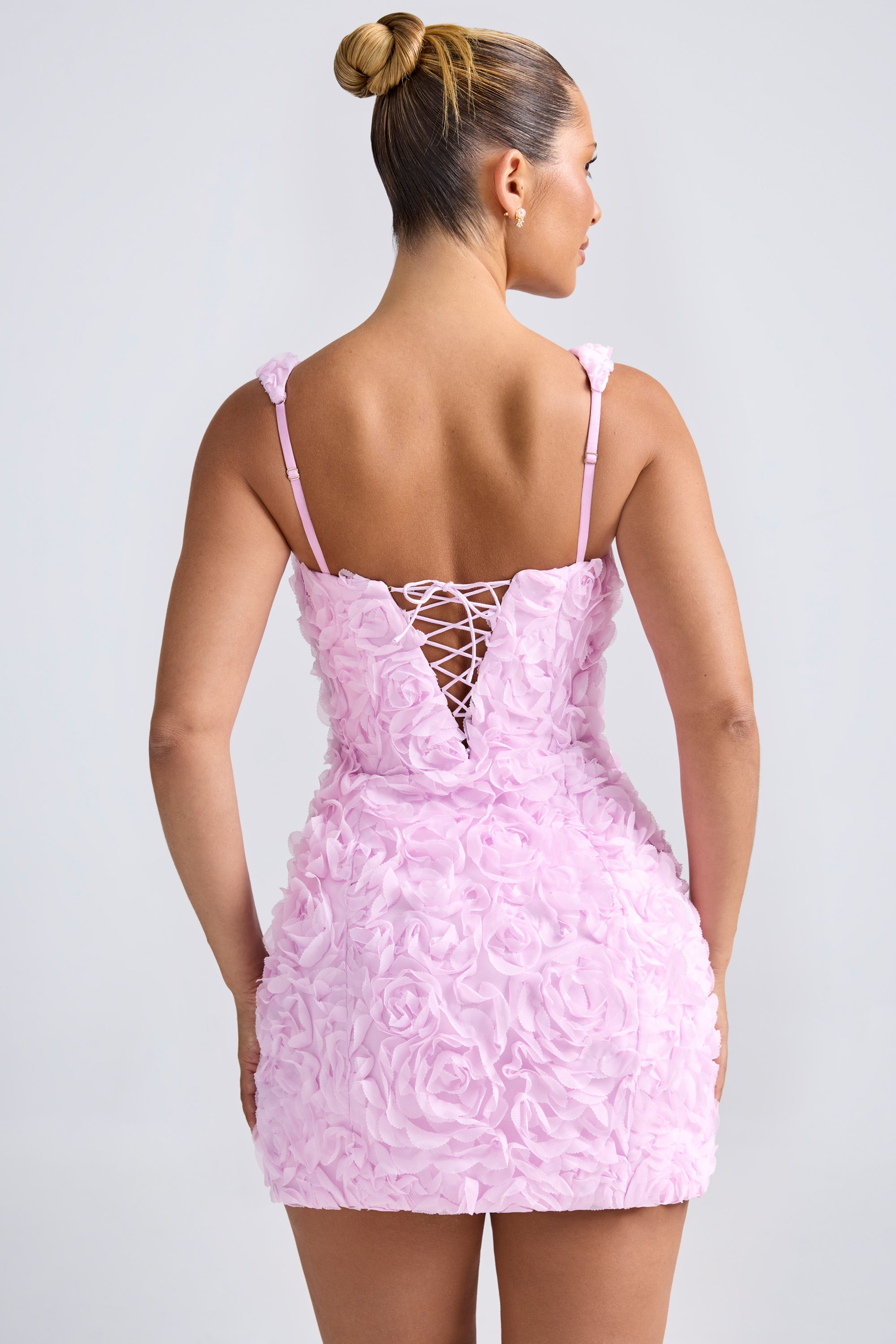 Posy Floral-Appliqué Corset Mini Dress in Lilac | Oh Polly