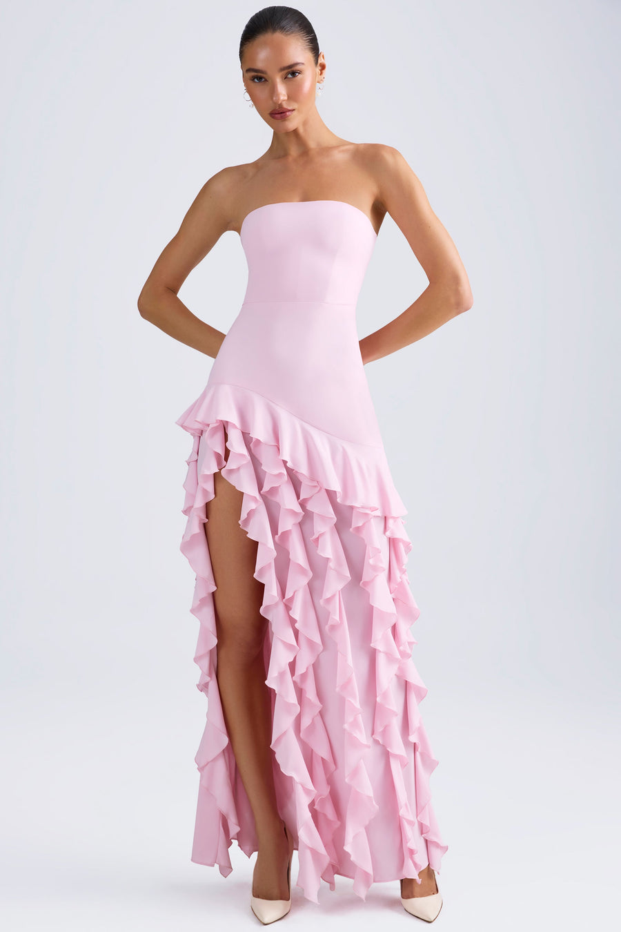 Diana Pink Ruffle Sleeve Gown