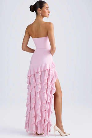 Ruffle-Trim Strapless Gown in Light Pink - 14 | Oh Polly Ruffle-Trim Strapless Gown in Light Pink - 14 | Oh Polly