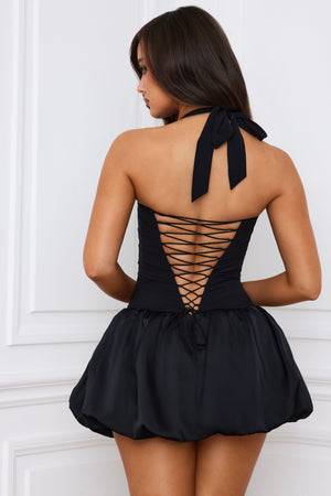 Halterneck Lace-Up Bubble Hem Corset Micro Mini Dress in Black - 2 / Regular | Oh Polly Halterneck Lace-Up Bubble Hem Corset Micro Mini Dress in Black - 2 / Regular | Oh Polly