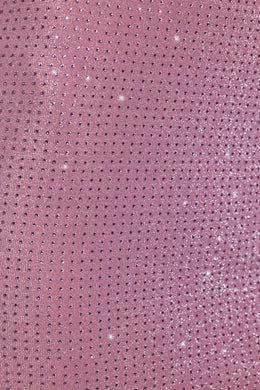 Top curto sem alças embelezado em rosa claro