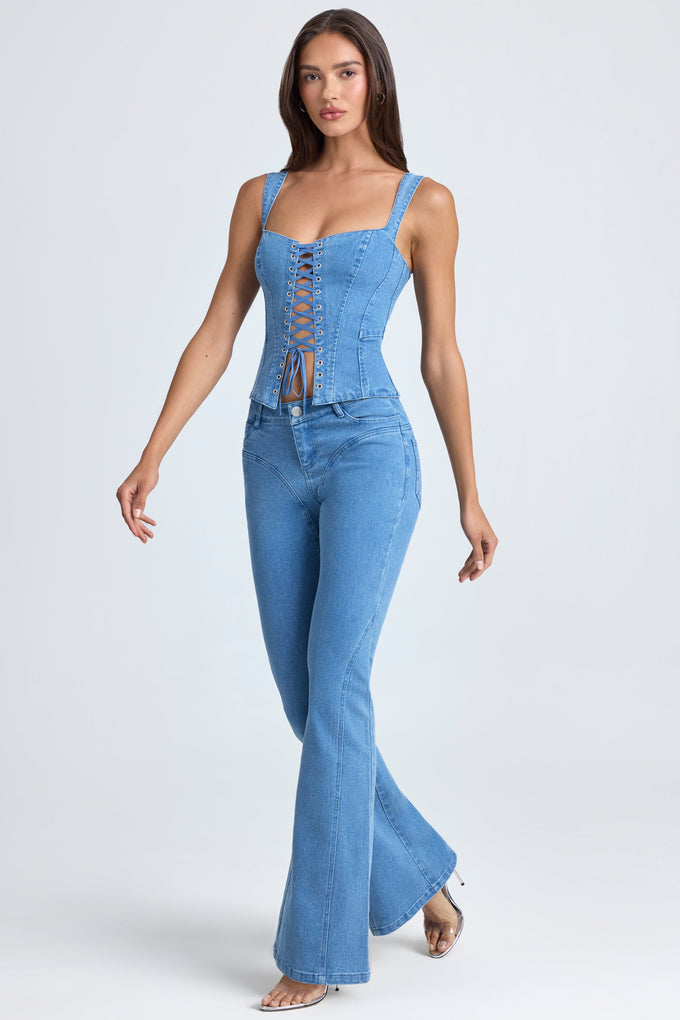 Tall Mid-Rise Flared Jeans in Mid Blue Stonewash