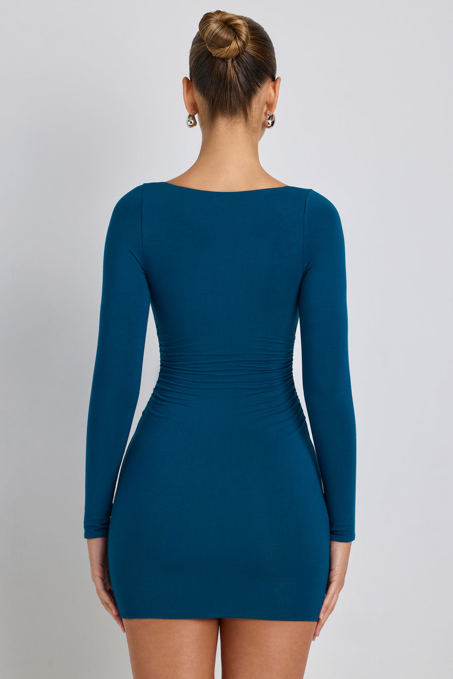 Ruched Turtle Mesh Mini Dress