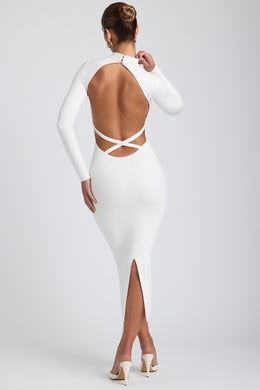 Modal Cross-Back Midaxi Dress in White
