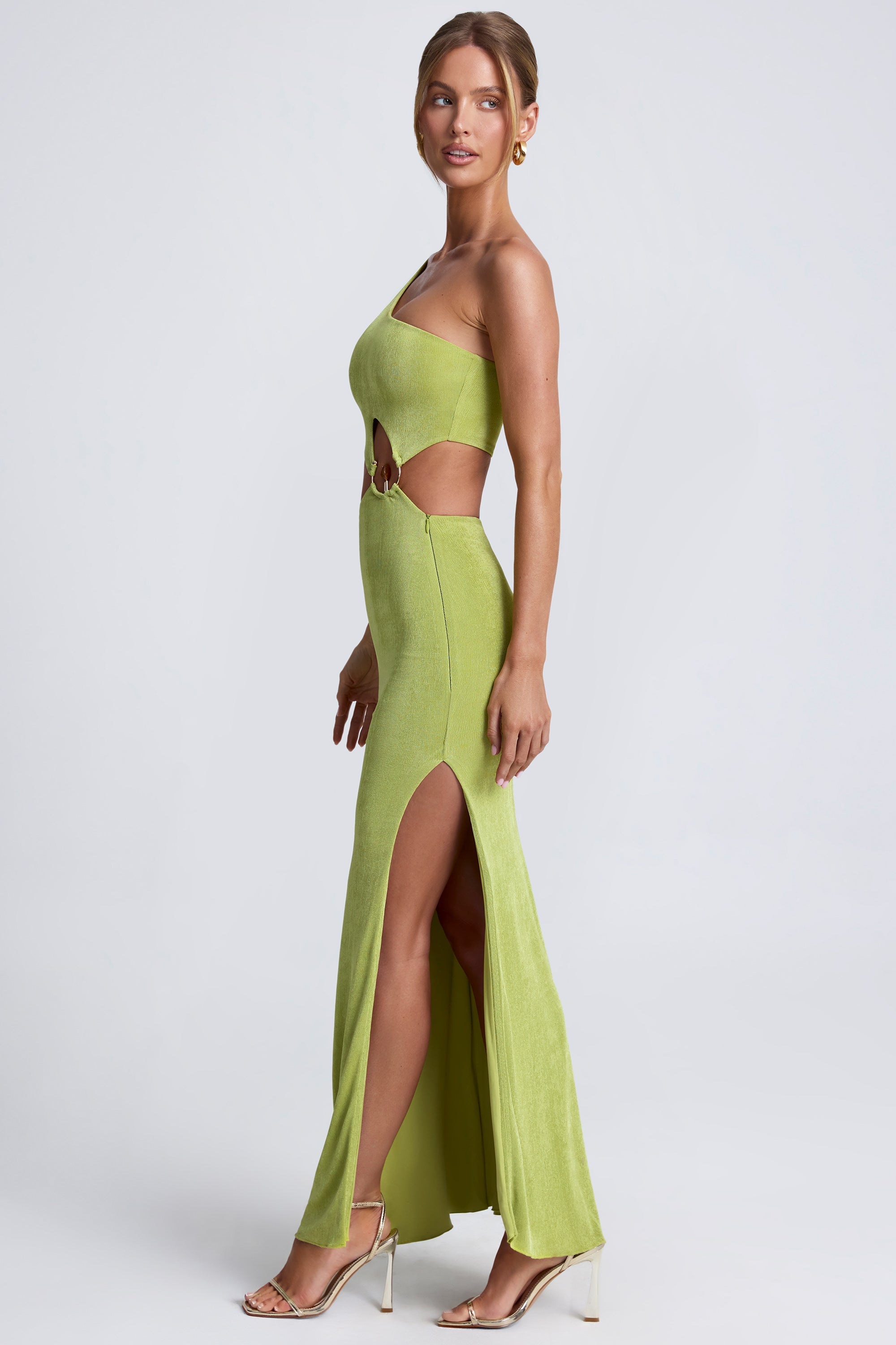 Hardware Detail One-Shoulder Maxi Dress in Olive Green - 14 | Oh Polly Hardware Detail One-Shoulder Maxi Dress in Olive Green - 14 | Oh Polly