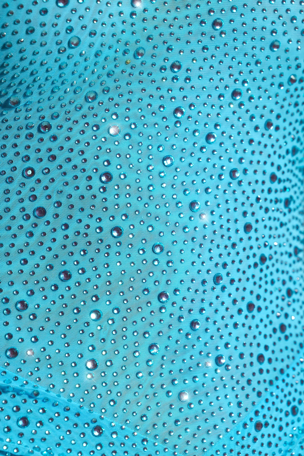 Embellished One-Shoulder Mini Dress in Aqua Blue