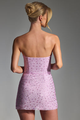 Embellished Corset Mini Dress in Peony Pink