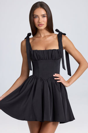 Draped Corset Mini Dress in Black | Oh Polly Draped Corset Mini Dress in Black | Oh Polly