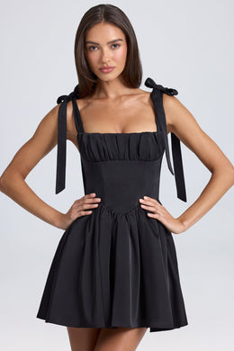 Draped Corset Mini Dress in Black