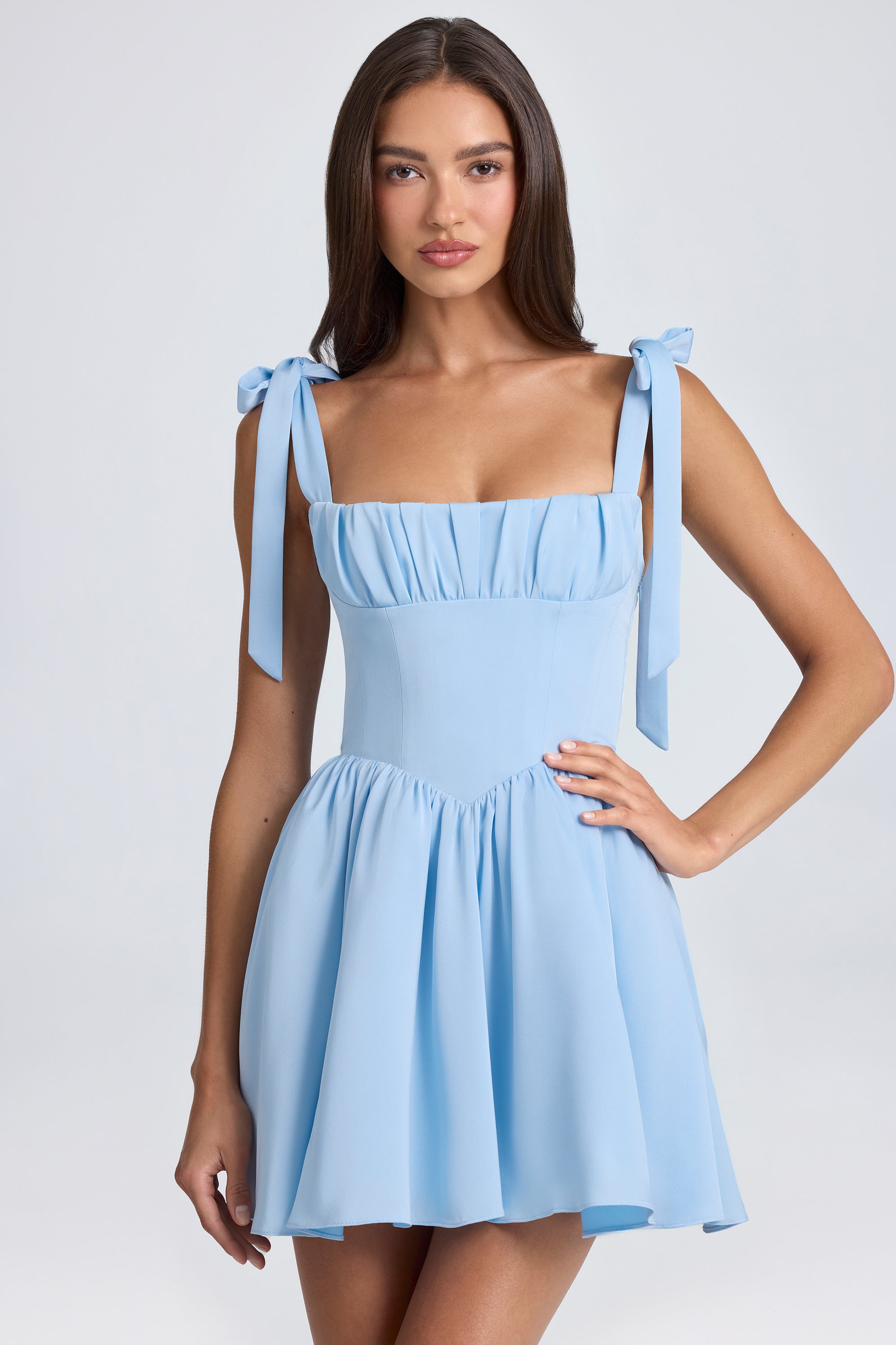 Draped Corset Mini Dress in Powder Blue - 6 | Oh Polly Draped Corset Mini Dress in Powder Blue - 6 | Oh Polly