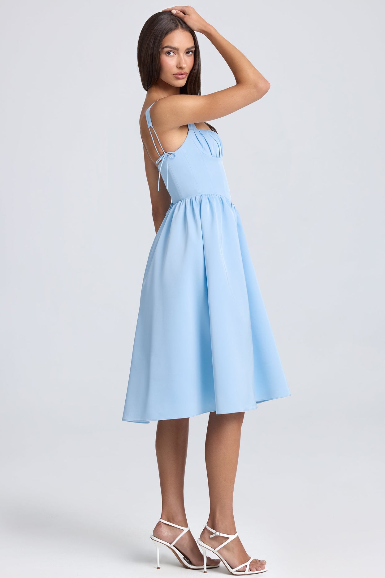 Draped Corset Midaxi Dress in Powder Blue | Oh Polly Draped Corset Midaxi Dress in Powder Blue | Oh Polly