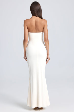 Bandeau Ruffle-Trim Corset Gown in Ivory - 14 | Oh Polly Bandeau Ruffle-Trim Corset Gown in Ivory - 14 | Oh Polly