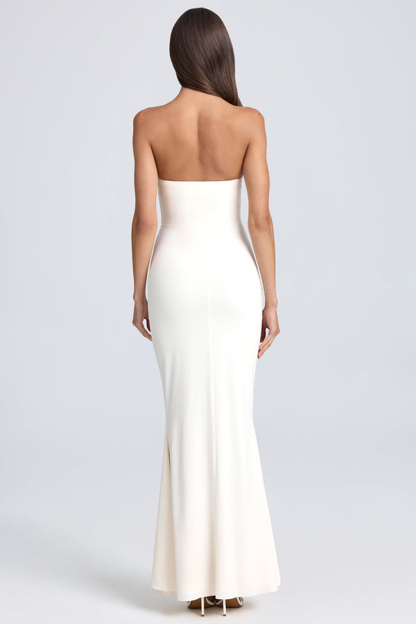 Bandeau Ruffle-Trim Corset Gown in Ivory - 2