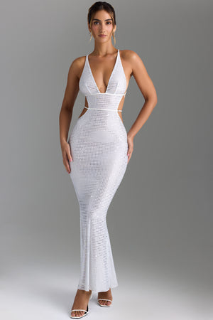 Magdalena Embellished Cut-Out Maxi Dress in White | Oh Polly Magdalena Embellished Cut-Out Maxi Dress in White | Oh Polly