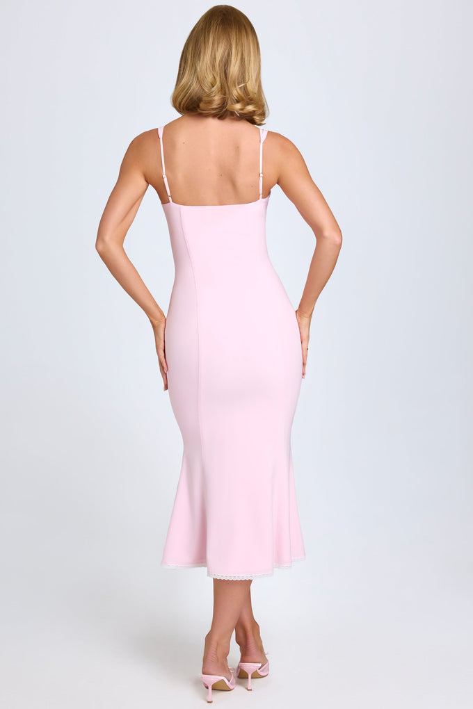Lace-Trim Midaxi Dress in Blush