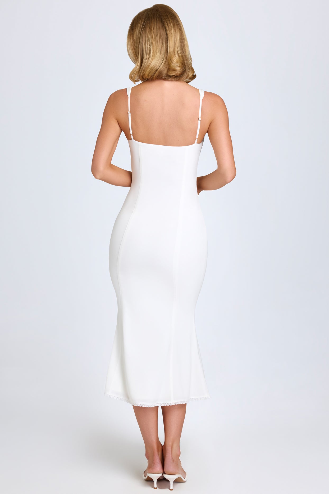 Lace-Trim Midaxi Dress in White