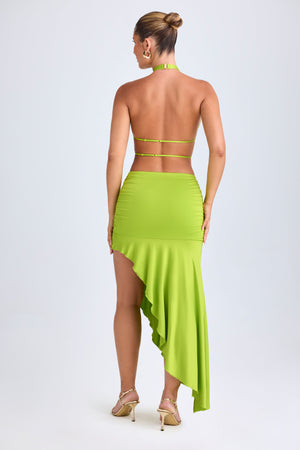 Manami Asymmetric Cut-Out Halterneck Midaxi Dress in Lime Green | Oh Polly Manami Asymmetric Cut-Out Halterneck Midaxi Dress in Lime Green | Oh Polly