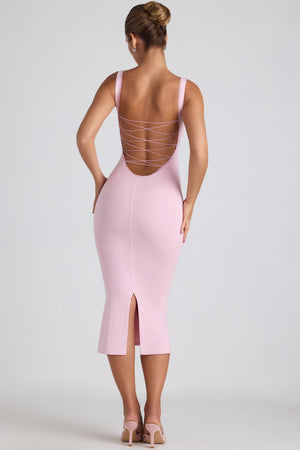 Modal Lace-Trim Midaxi Dress in Soft Pink - 4 | Oh Polly Modal Lace-Trim Midaxi Dress in Soft Pink - 4 | Oh Polly