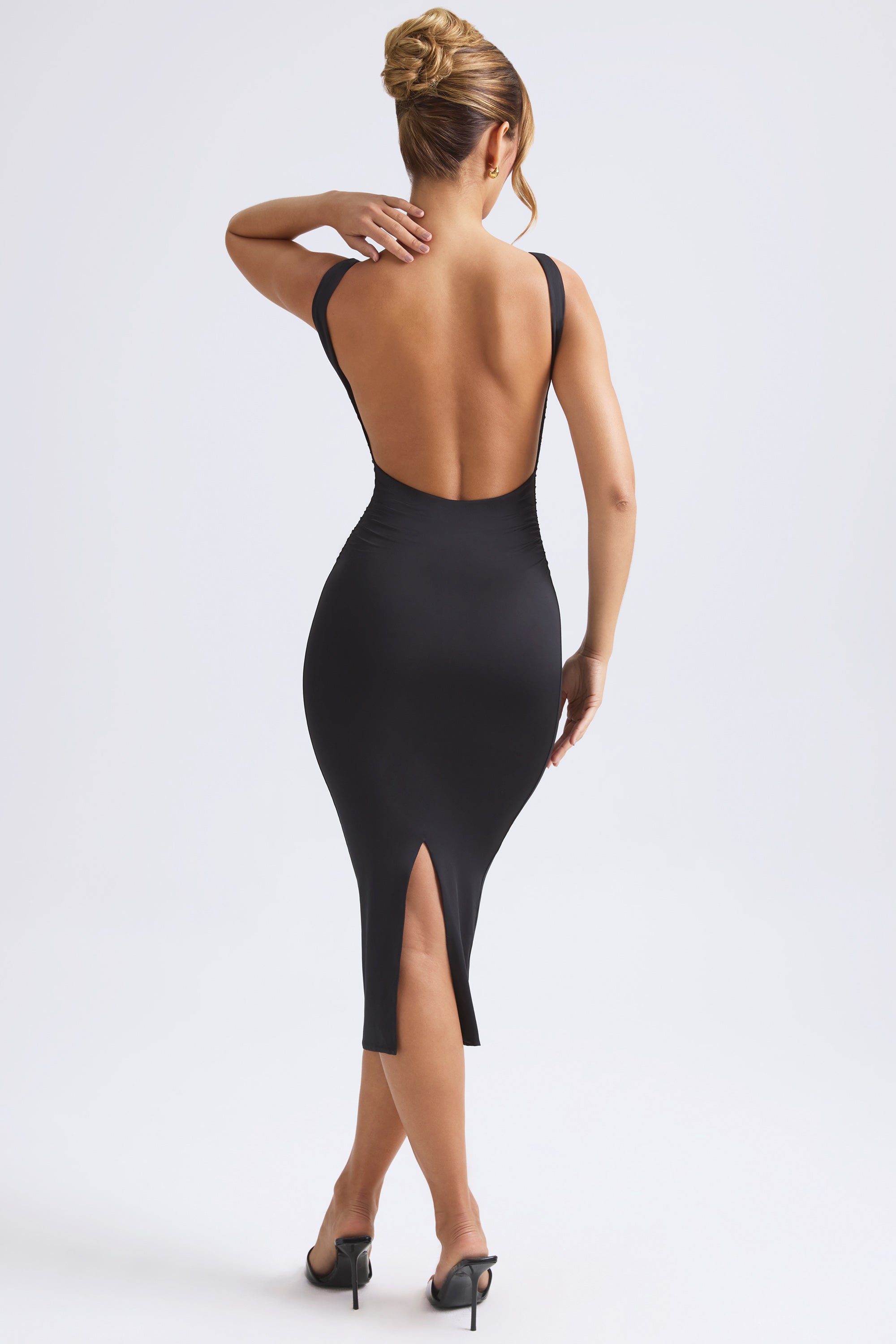 Ruched Open-Back Midaxi Dress in Black - 6 | Oh Polly Ruched Open-Back Midaxi Dress in Black - 6 | Oh Polly