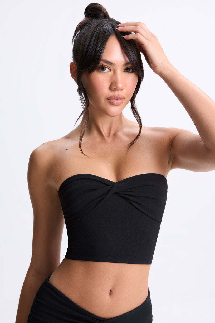 Modal Twist-Front Bandeau Top in Black - 1