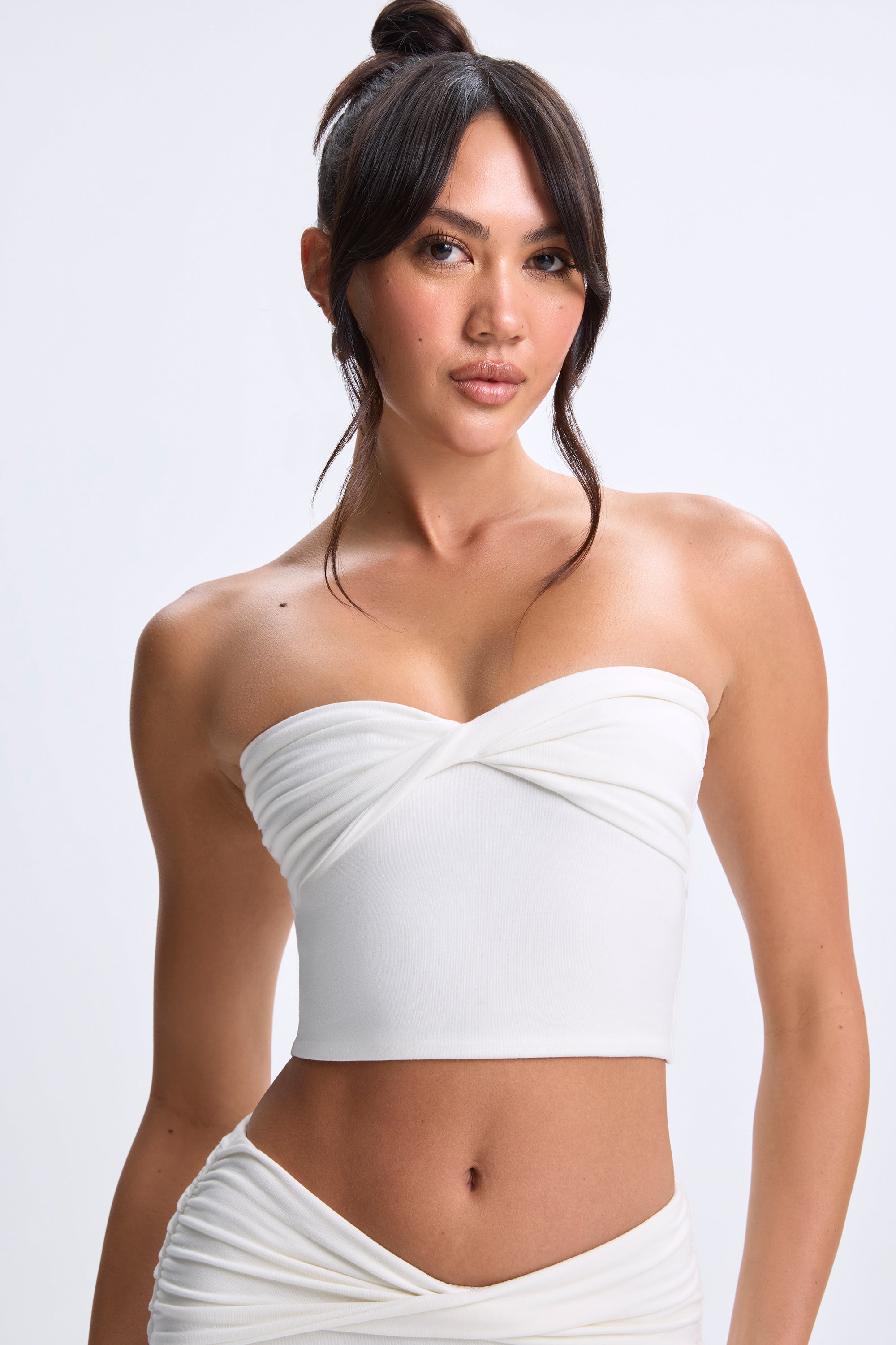 Twist-Front Bandeau Top in White | Oh Polly