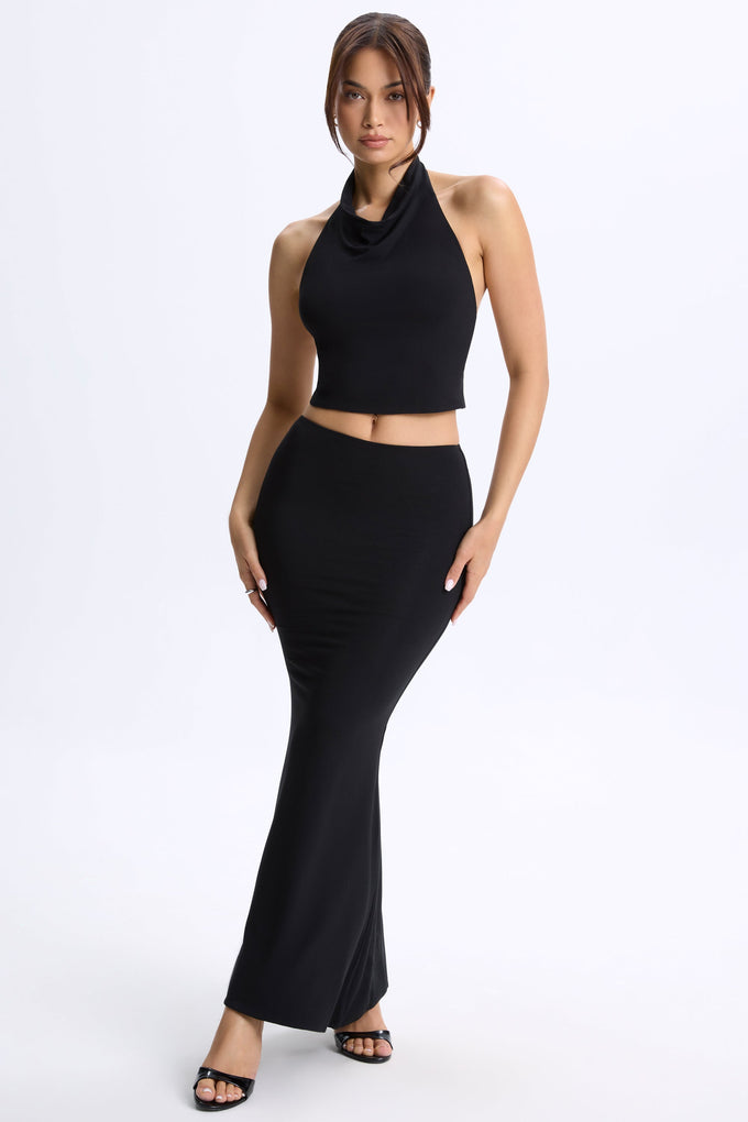 Low-Rise Maxi Skirt in Black