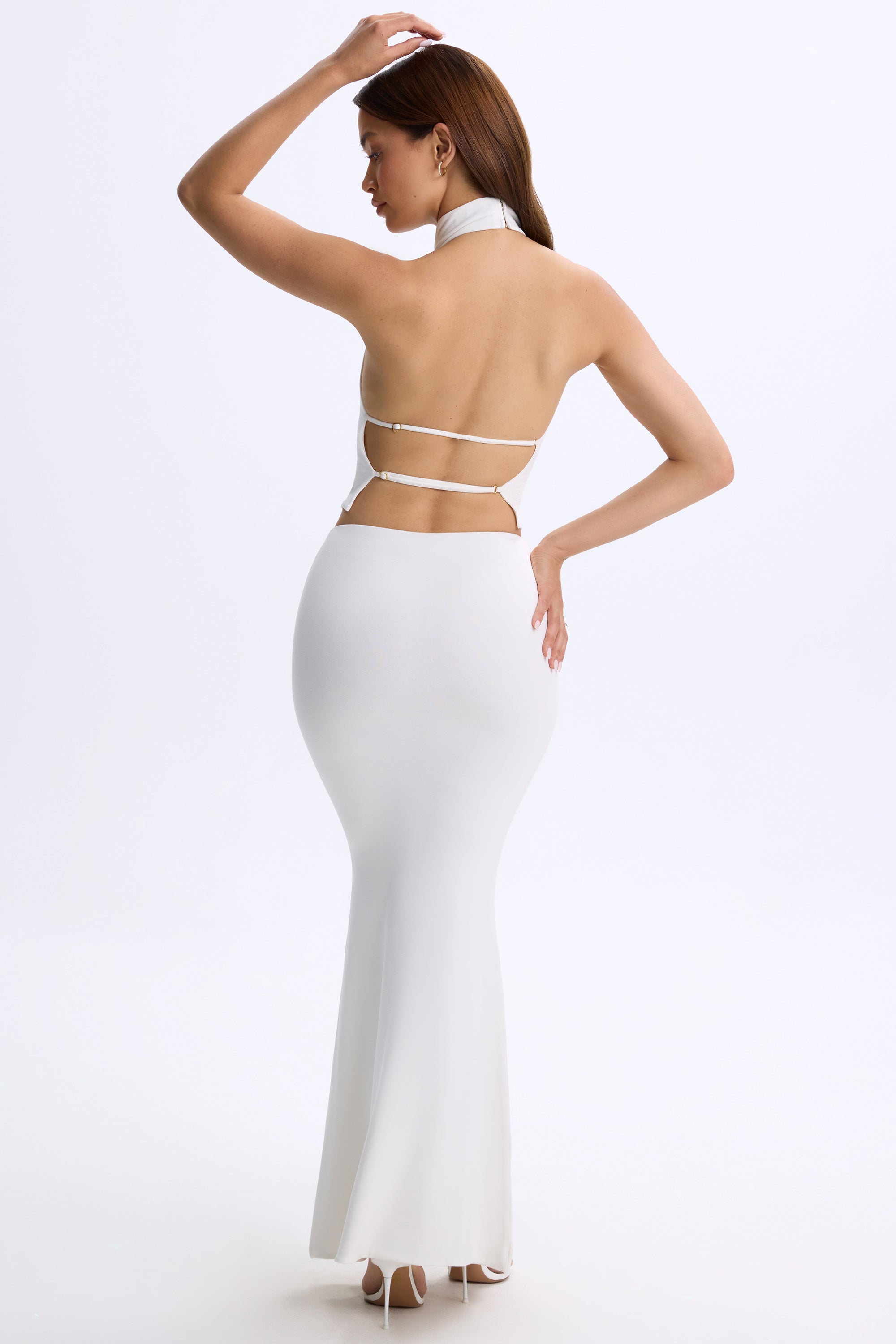 Modal Low-Rise Maxi Skirt in White