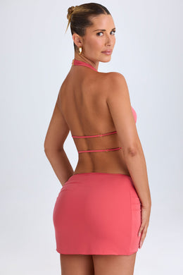 Draped A-Line Mini Skirt in Coral