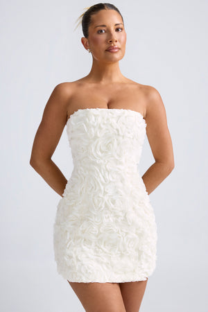 Floral-Appliqu Bandeau A-Line Mini Dress in White - 2 | Oh Polly Floral-Appliqu Bandeau A-Line Mini Dress in White - 2 | Oh Polly