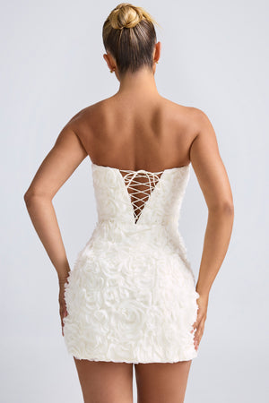 Floral-Appliqu Bandeau A-Line Mini Dress in White - 2 | Oh Polly Floral-Appliqu Bandeau A-Line Mini Dress in White - 2 | Oh Polly