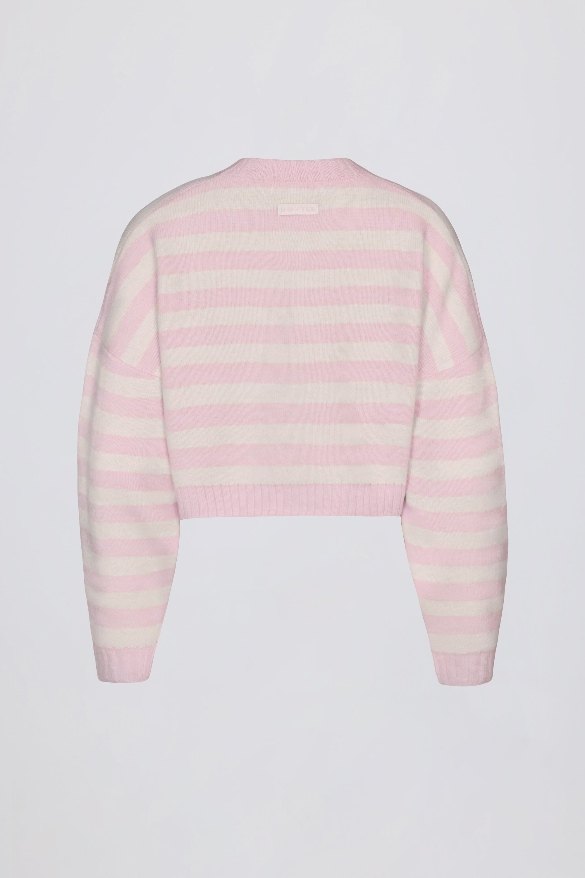 Soft Knit Stripe Cropped Cardigan in Pink Stripe